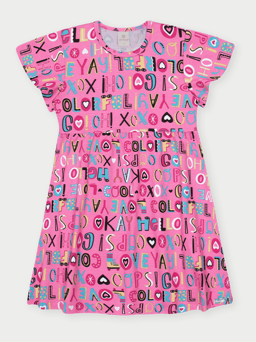Vestido Infantil Colorfull Rosa Abrange