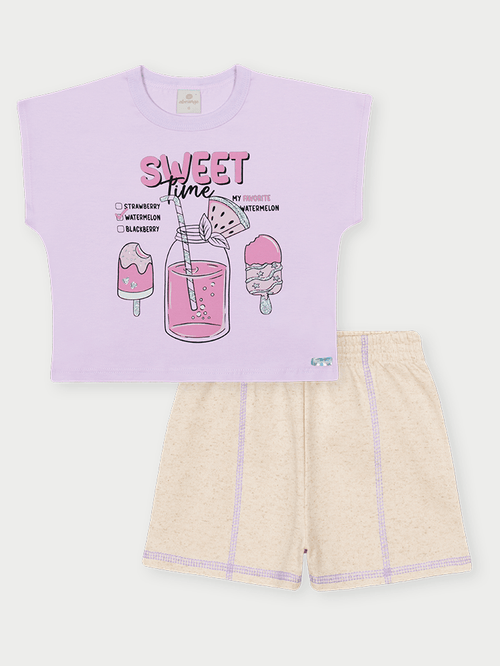 Conjunto Menina Sweet Time Lilás Abrange