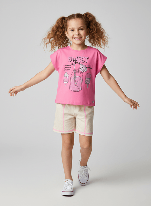 Conjunto Menina Sweet Time Rosa Abrange