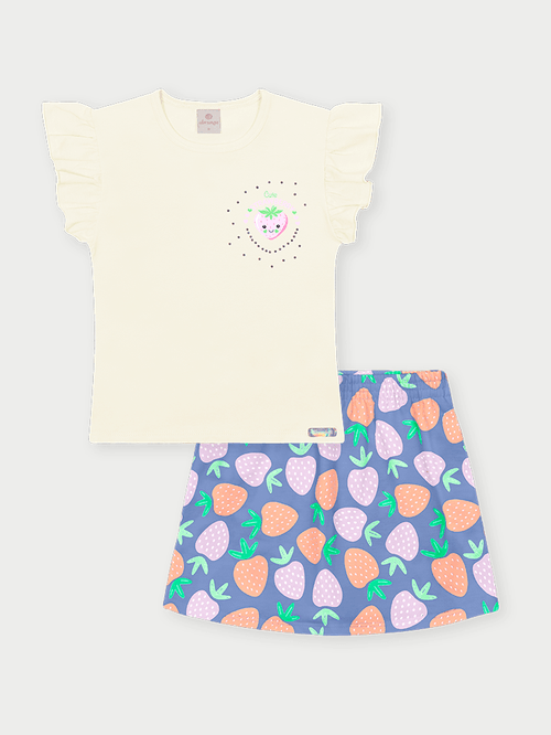 Conjunto Menina Cute Strawberry Natural Abrange