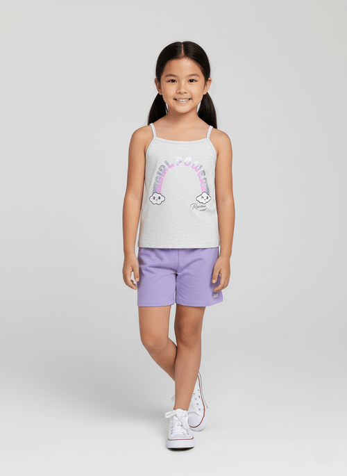 Conjunto Menina Girl Power Cinza Abrange