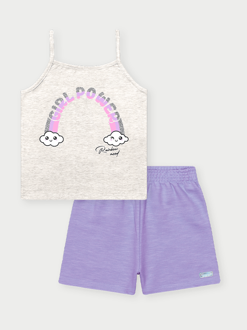 Conjunto Menina Girl Power Cinza Abrange