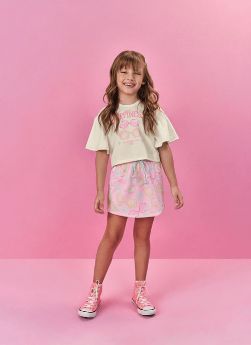 Conjunto Menina Happiness Rosa Mundo Cinti