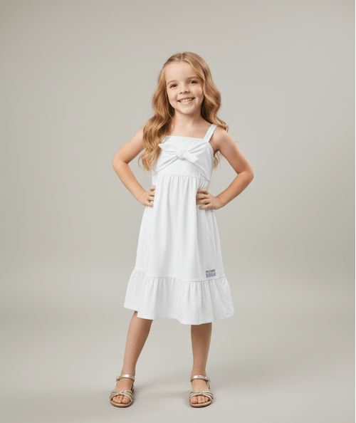 Vestido Laço Frontal Branco Abrange
