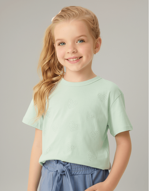 Blusa Coração Strass Verde Menta Abrange