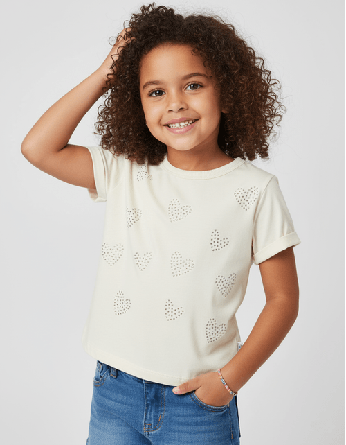 Blusa Coração Strass Natural Abrange