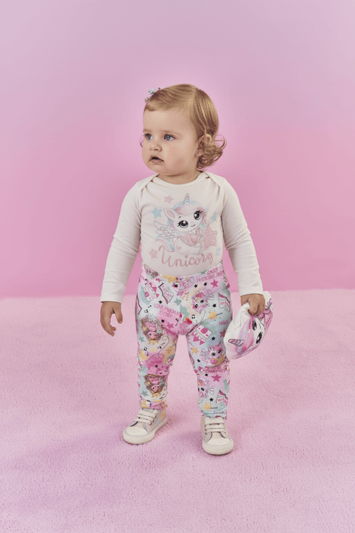 Legging Bebê Menina Térmica Princesa Rosa Mundo Cinti