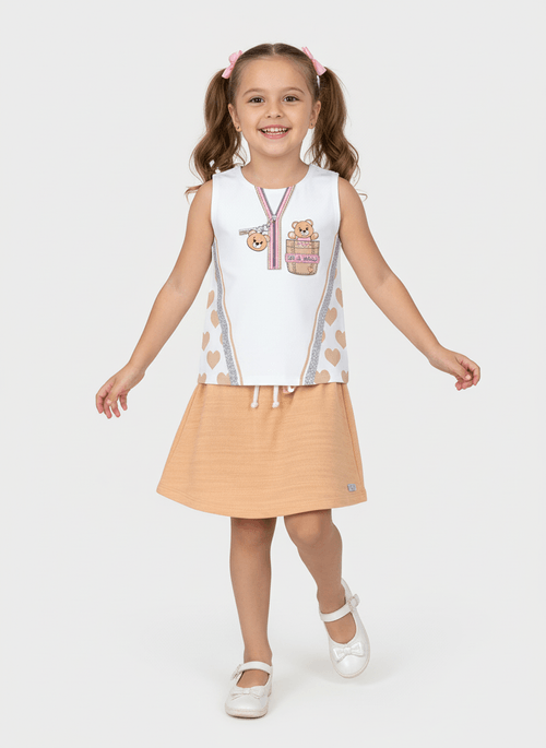 Conjunto Infantil Menina Be a Star Bege Abrange