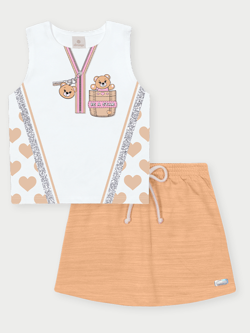 Conjunto Infantil Menina Be a Star Bege Abrange