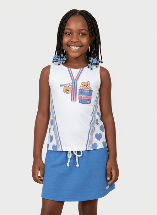 Conjunto Infantil Menina Be a Star Azul Abrange