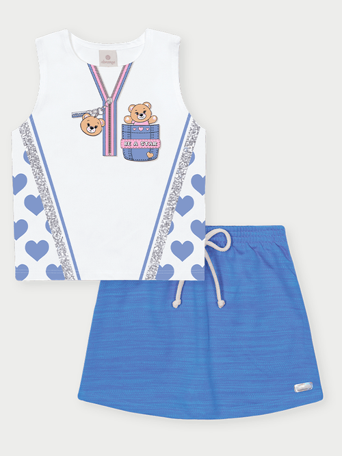 Conjunto Infantil Menina Be a Star Azul Abrange