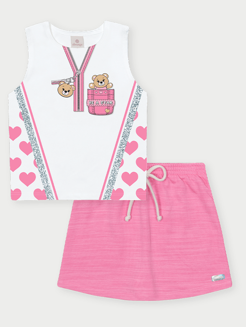 Conjunto Infantil Menina Be a Star Rosa Abrange
