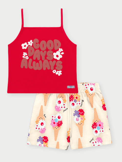 Conjunto Infantil Menina Good Days Vermelho Abrange