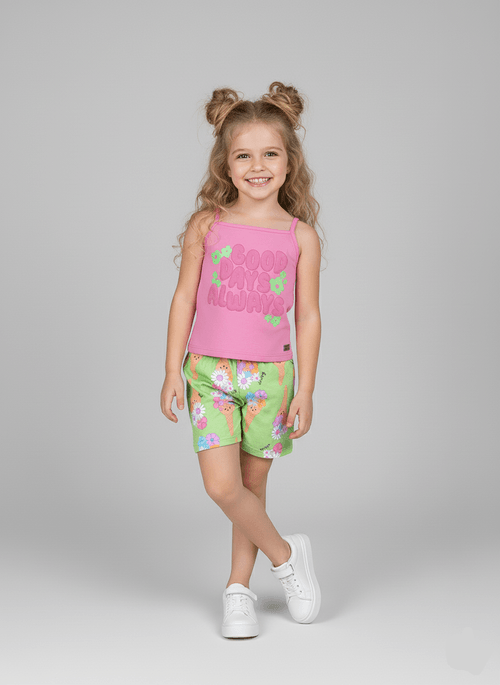 Conjunto Infantil Menina Good Days Rosa Abrange
