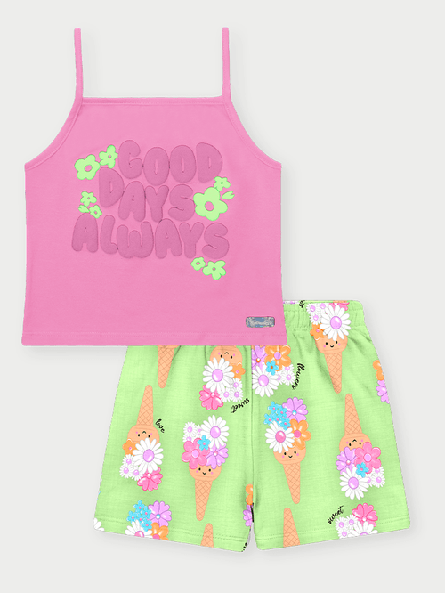 Conjunto Infantil Menina Good Days Rosa Abrange