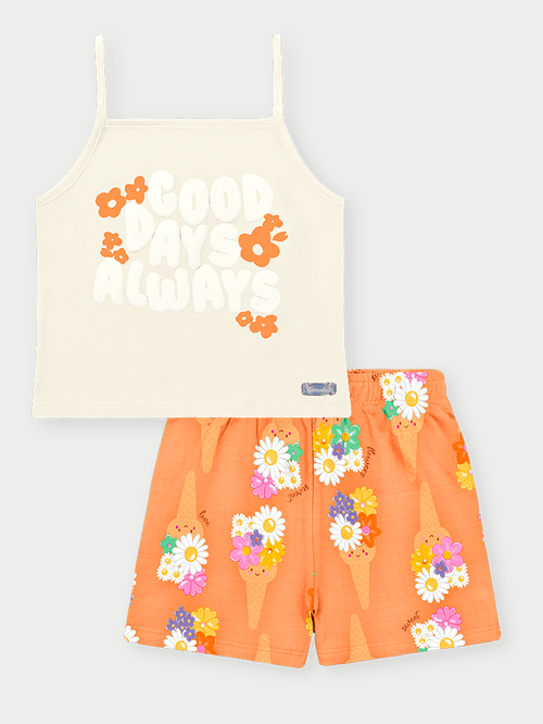 Conjunto Infantil Menina Good Days Laranja Abrange