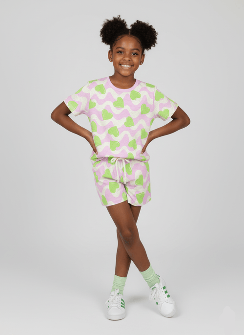 Conjunto Infantil Menina Heart Shapes Lilás Abrange