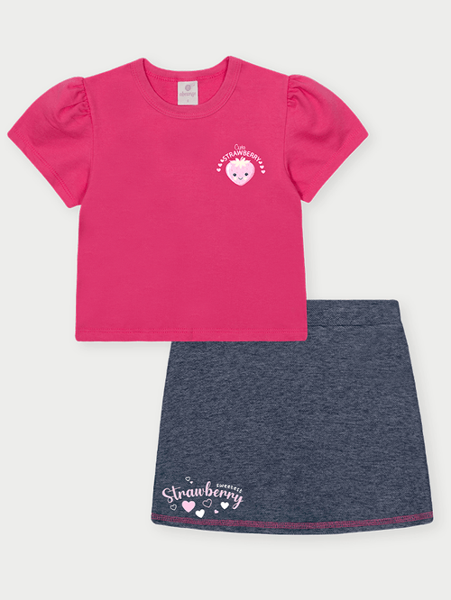 Conjunto Infantil Morango Rosa Abrange