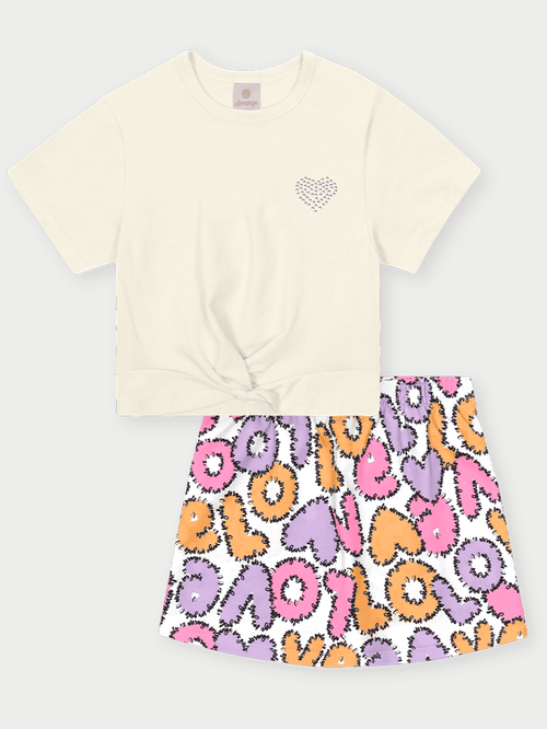 Conjunto Infantil com Torção LOVE Natural Abrange