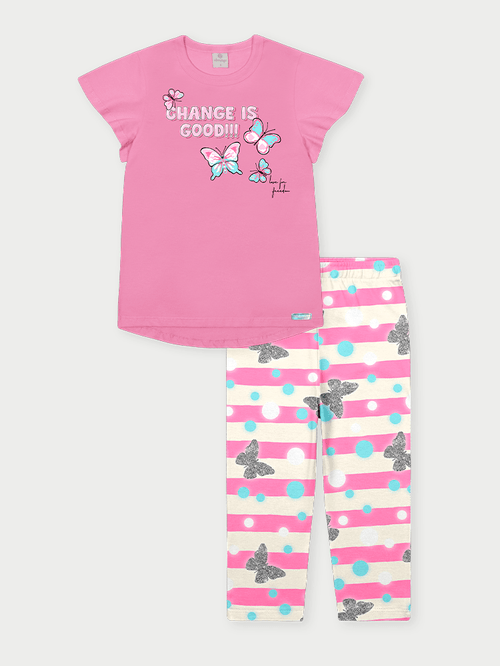 Conjunto Infantil Menina Borboletas Rosa Abrange