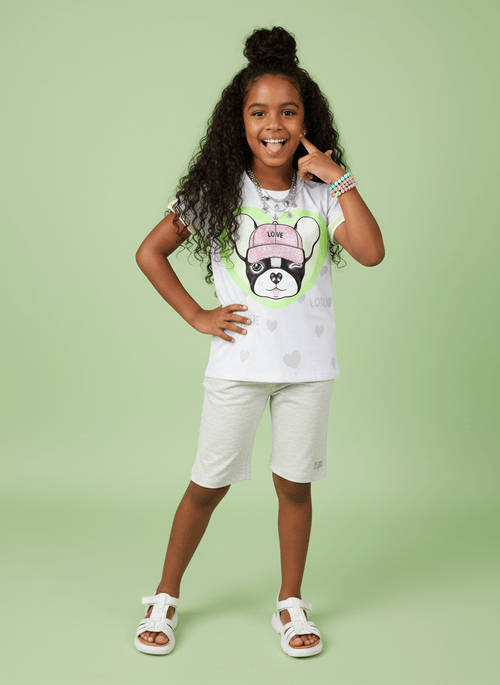 Conjunto Infantil Menina Bulldog Mescla Abrange