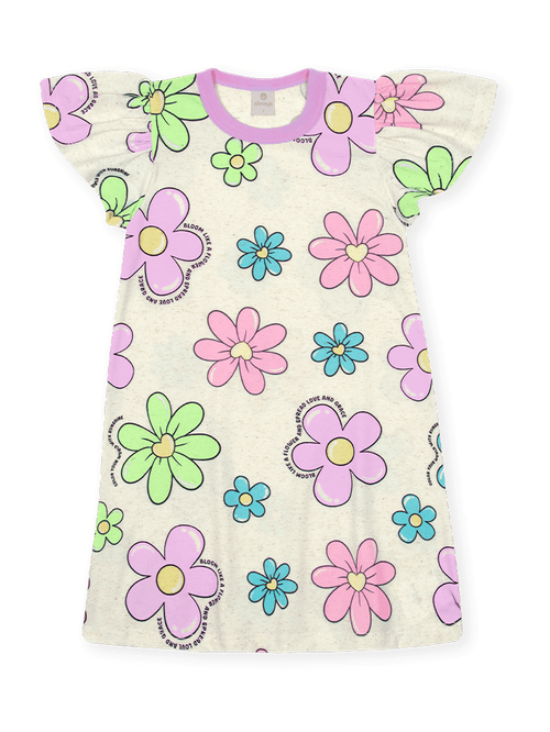 Vestido Infantil Margaridas Lilás Abrange