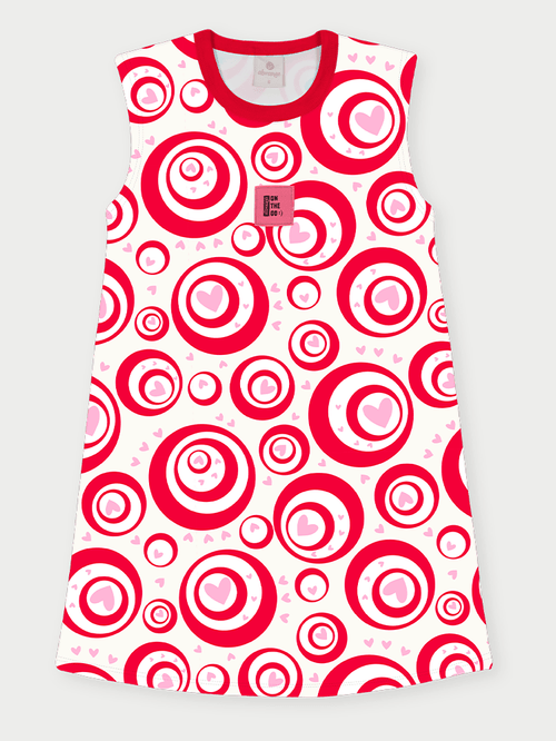 Vestido Infantil Love Circles Vermelho Abrange