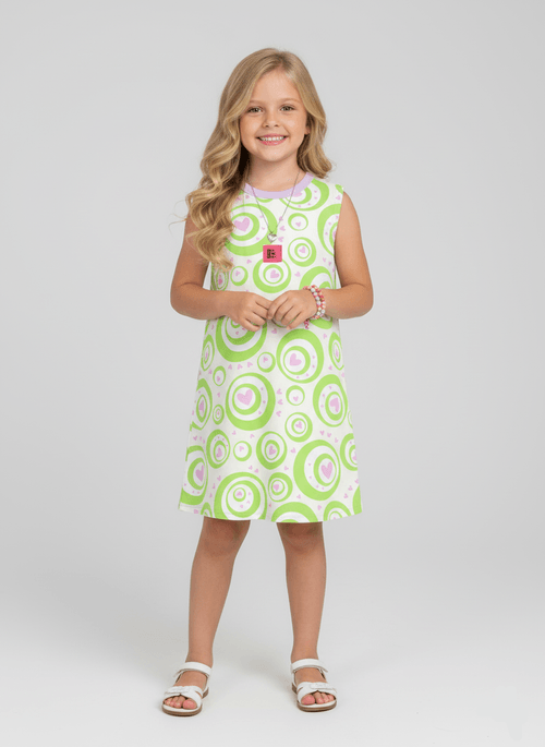 Vestido Infantil Love Circles Verde Abrange