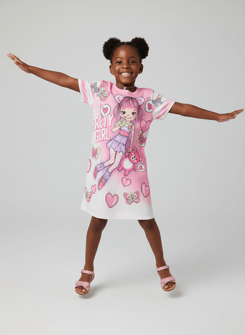 Vestido Infantil Pretty Girl Rosa Abrange