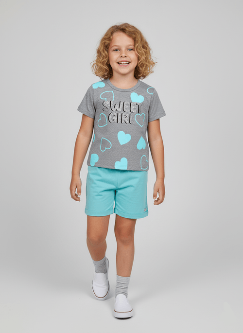 Conjunto Infantil Menina Sweet Girl Azul Abrange