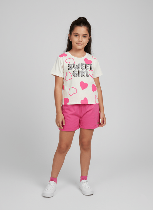 Conjunto Infantil Menina Sweet Girl Rosa Abrange