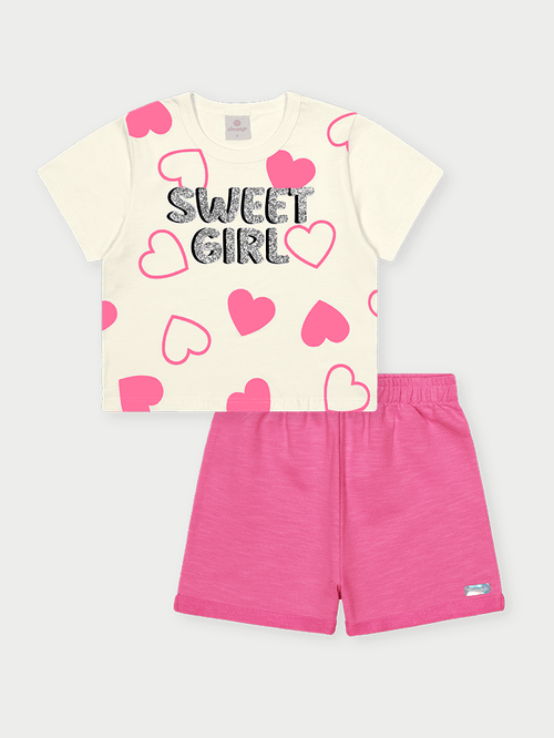 Conjunto Infantil Menina Sweet Girl Rosa Abrange