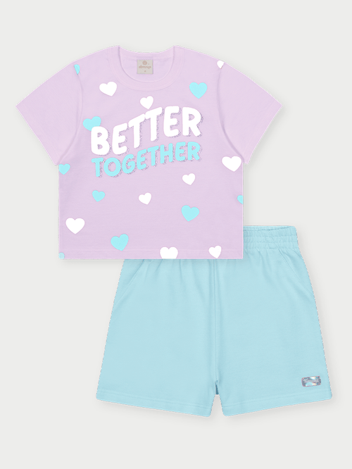 Conjunto Infantil Menina Better Together Azul Abrange