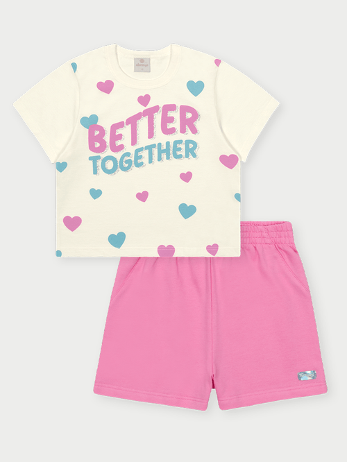 Conjunto Infantil Menina Better Together Rosa Abrange