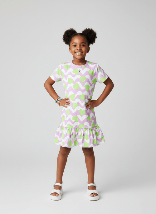 Vestido Infantil Heart Shapes Lilás Abrange