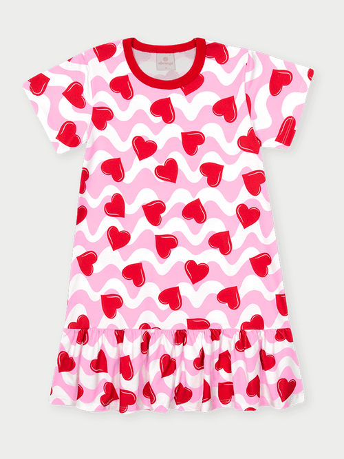 Vestido Infantil Heart Shapes Rosa Abrange
