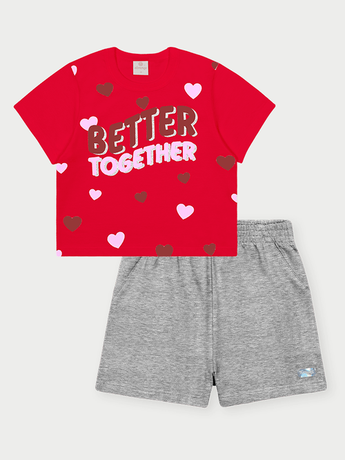 Conjunto Infantil Menina Better Together Vermelho Abrange