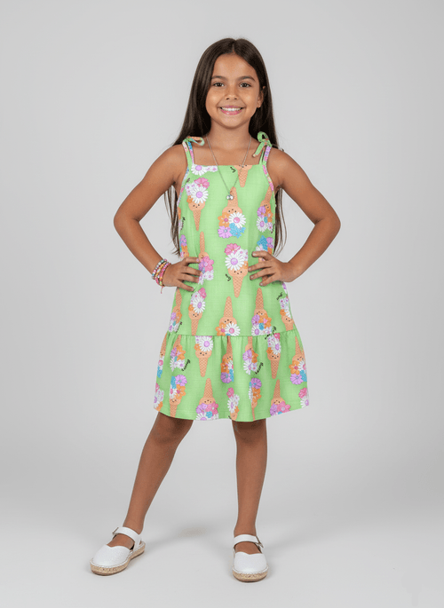Vestido de Alça Infantil Ice Pop Verde Abrange