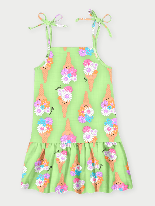 Vestido de Alça Infantil Ice Pop Verde Abrange