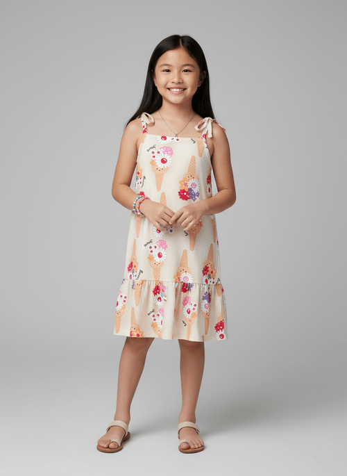 Vestido de Alça Infantil Ice Pop Natural Abrange