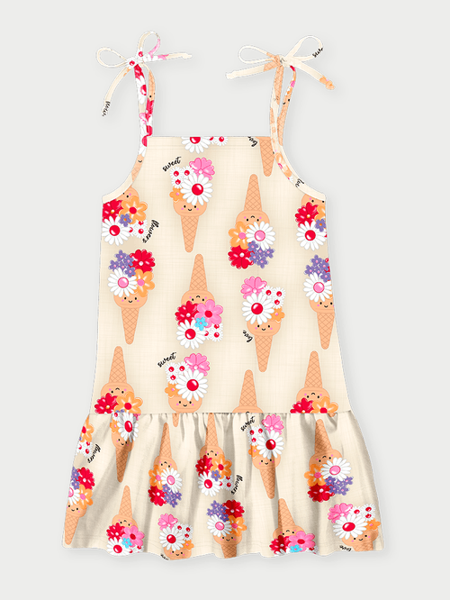 Vestido de Alça Infantil Ice Pop Natural Abrange