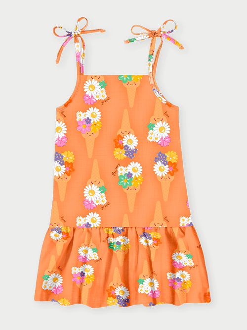 Vestido de Alça Infantil Ice Pop Laranja Abrange