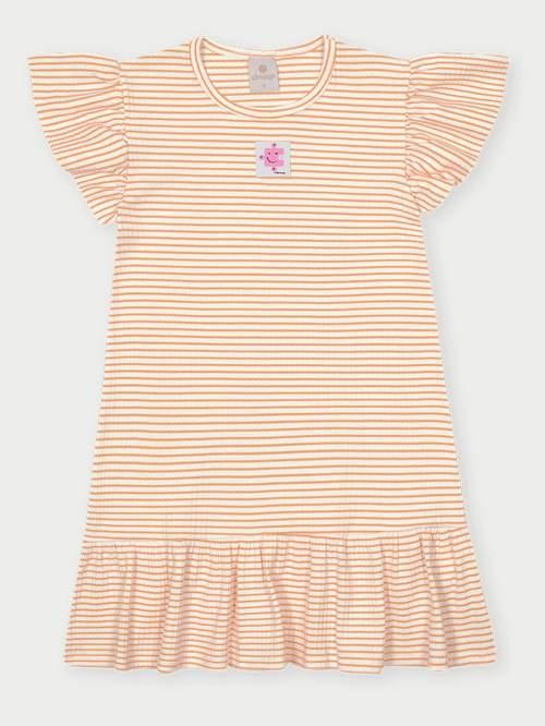 Vestido Infantil Listrado Bege Abrange