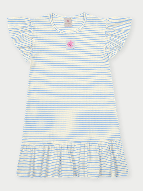 Vestido Infantil Listrado Azul Abrange