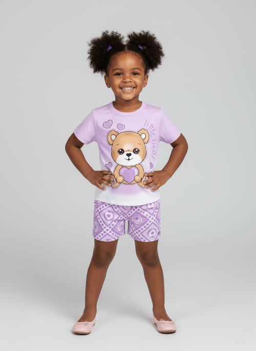 Conjunto Menina Little Bear Lilás Abrange