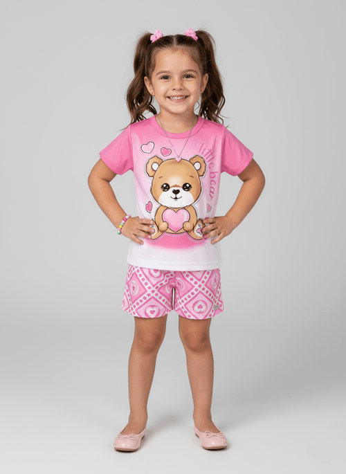 Conjunto Menina Little Bear Rosa Abrange
