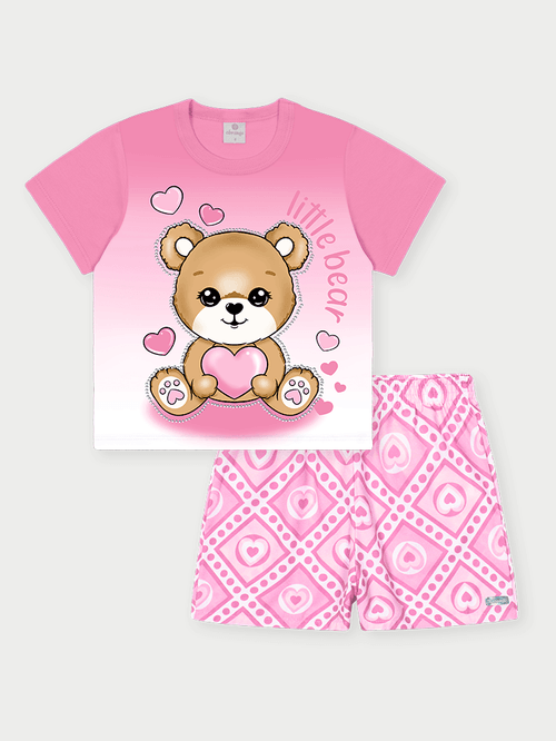 Conjunto Menina Little Bear Rosa Abrange