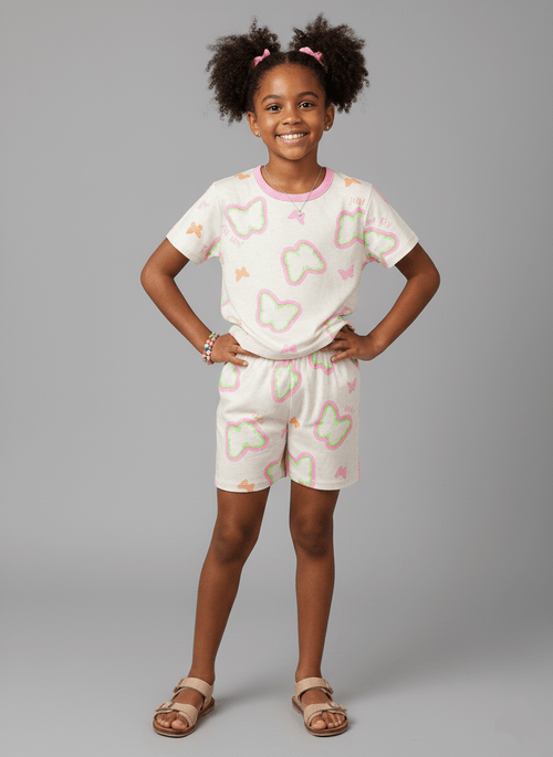 Conjunto Menina Borboletas Rosa Abrange