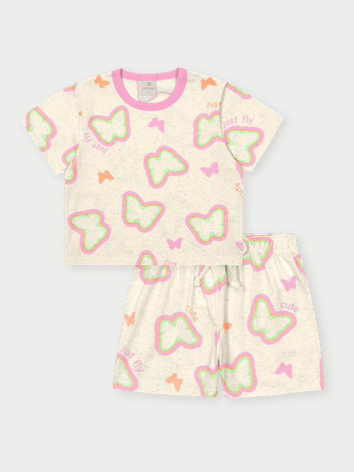 Conjunto Menina Borboletas Rosa Abrange