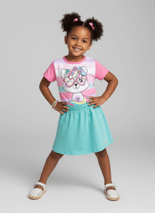 Conjunto Infantil Menina Raposa Menta Abrange
